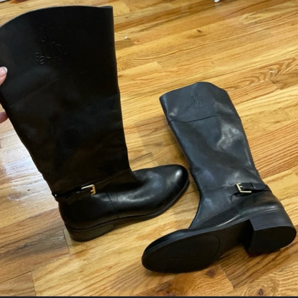 Lauren Ralph Lauren Black Over the Knee Boots riding boots